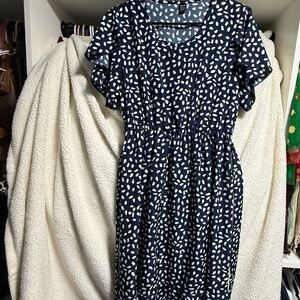 SHEIN Navy and White Polka Dot Dress